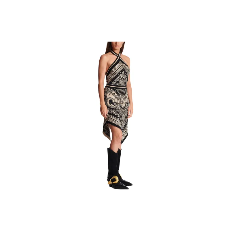 BALMAIN Halterneck Knitted Midi Dress-3