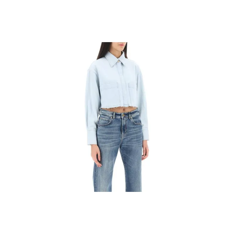 PINKO Cropped Denim Shirt-2