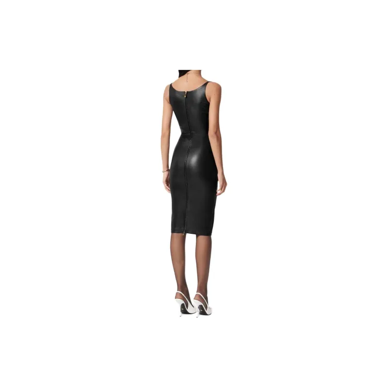 VERSACE Corset style Leather Midi Dress-3