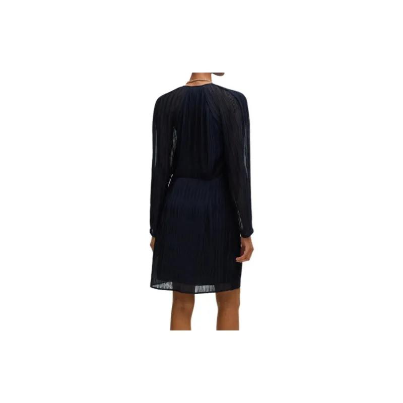 HUGO BOSS Wrap-Front Dress With Drape Details Long-Sleeved Dresses Women's Dark Blue-3