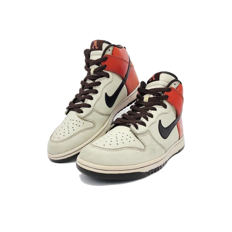Nike Dunk Premium Abrasion Resistant Breathable High Top Skateboard Shoes Unisex White Red-2