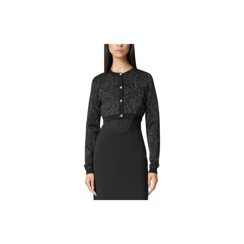 VERSACE Barocco Button Up Cropped Cardigan-1