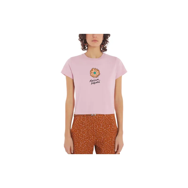 Maison Kitsune Floating Flower Printed Crewneck T Shirt-2