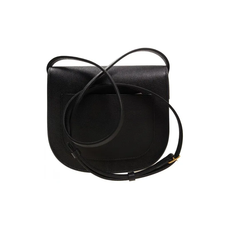 CELINE Calfskin Saddle Bag Shoulder Bag Crossbody Bag Small Size Women's Black-2