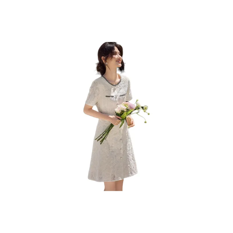 XWI Short Sleeved Dress Women's Ecru-1