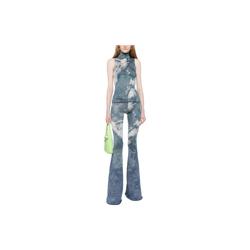 Roberto Cavalli Patterned jacquard Glitter Flared Trousers-1
