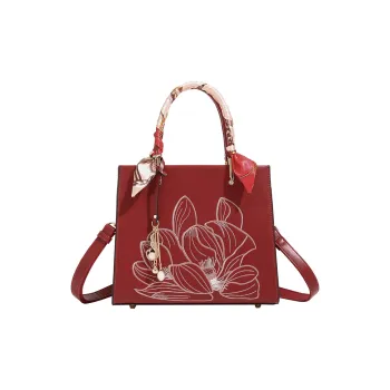 H YXIANG Microfiber Synthetic Leather Bucket Bag, One Shoulder Handbag Regular Women's Red