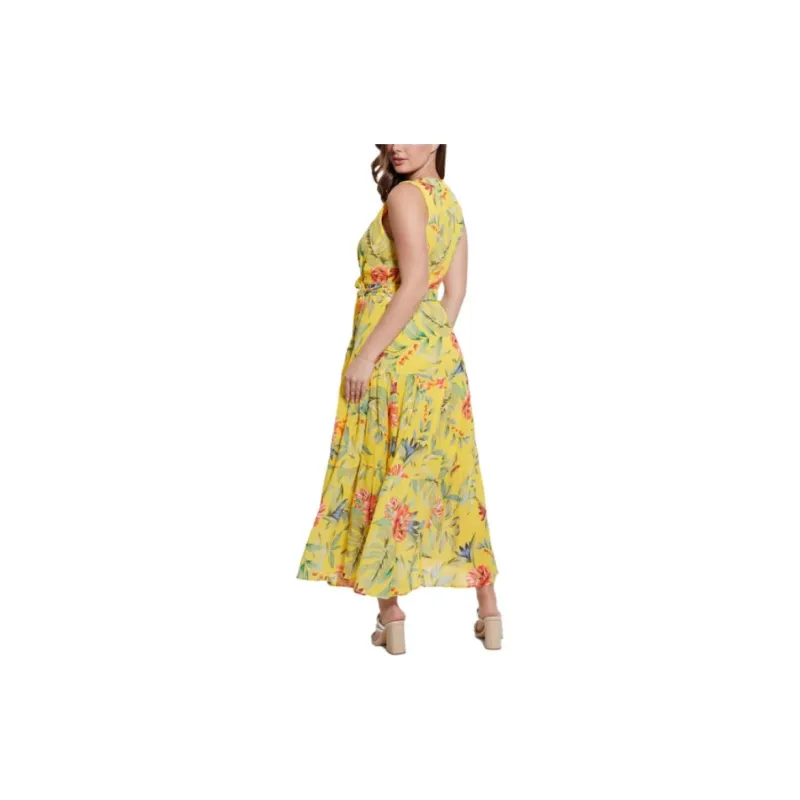 GUESS Eco Mara Wrap Maxi Dress Slip Dresses Women's Yellow-2