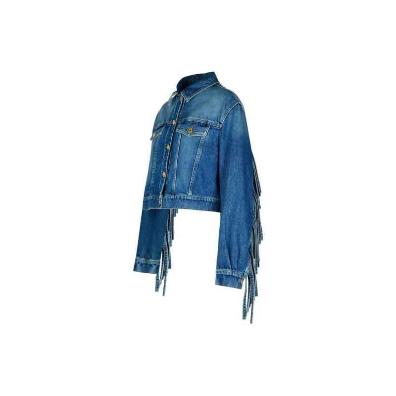 MOSCHINO Fringe Detailed Denim Jacket-2