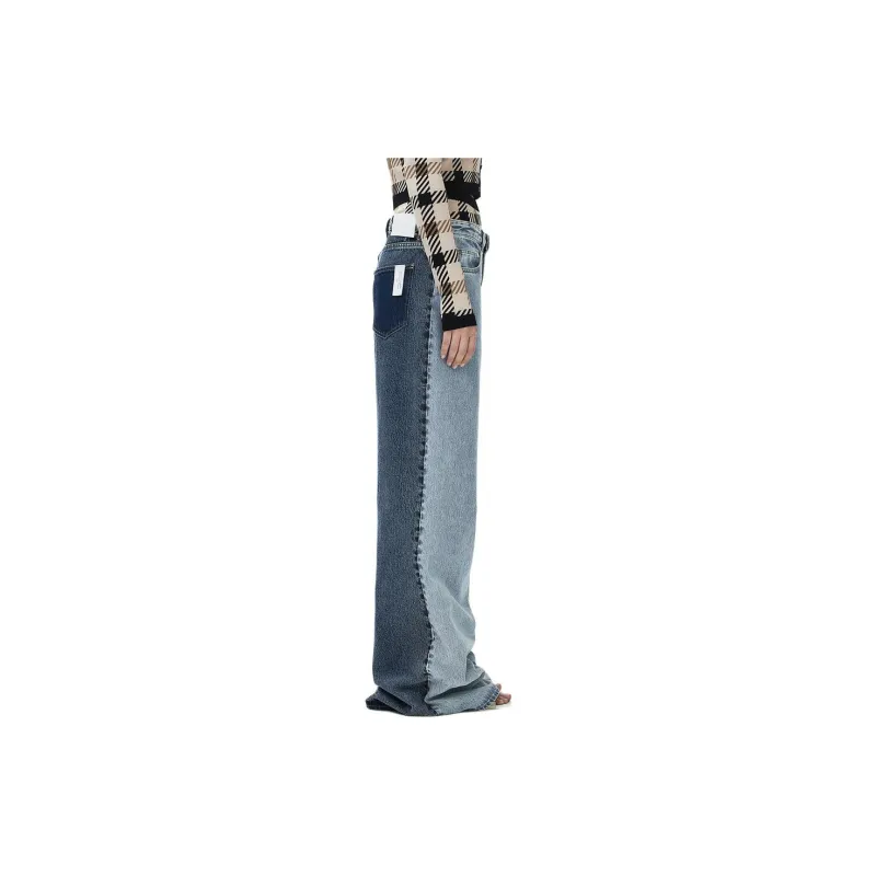 Rokh H&M Two Toned Baggy Jeans Light Denim Blue/Denim Blue-3