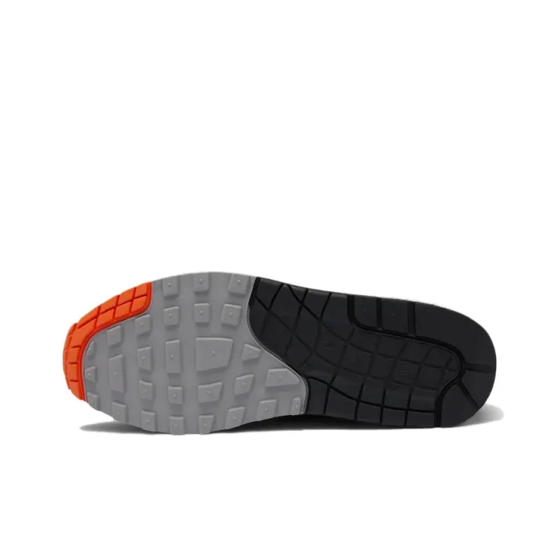 HUF x Nike Air Max 1 Durable Breathable Low-Top Casual Running Shoes Men's Gray Orange-3
