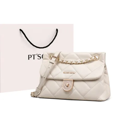 PT'SON Cow Leather With Synthetic Leather Underarm Shoulder Bag, Crossbody Bag Regular Women's Ecru