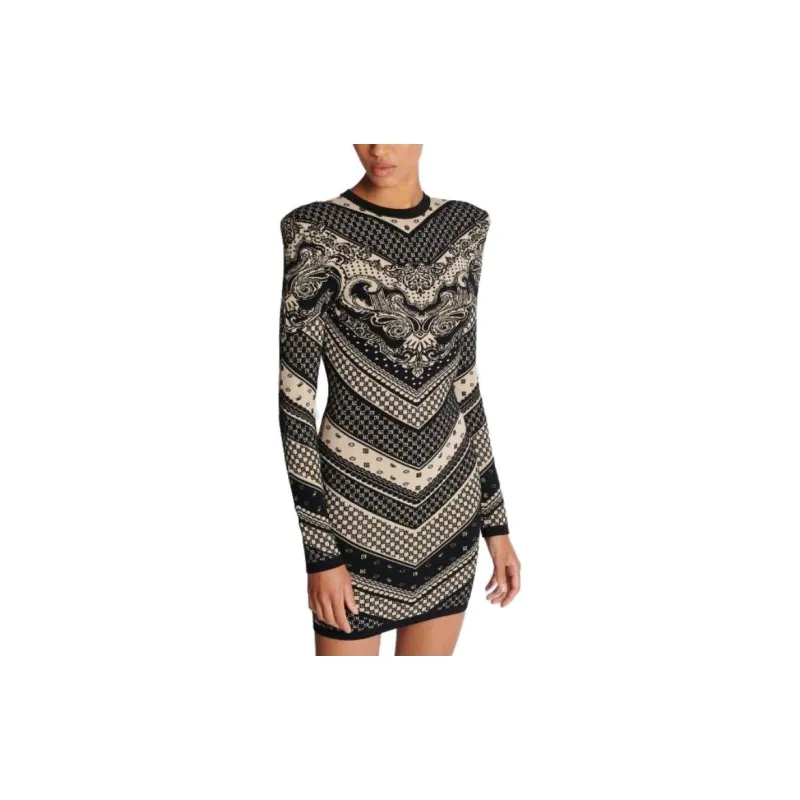BALMAIN Monogram pattern Knitted Minidress-3
