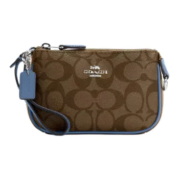 COACH Nolita Canvas With Leather Mahjong Shoulder Bag Clutch Small Size Women's Dark Brown Blue Multicolor