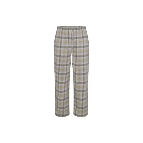 Skims Casual Pants Men Taupe Plaid/Grey Brown