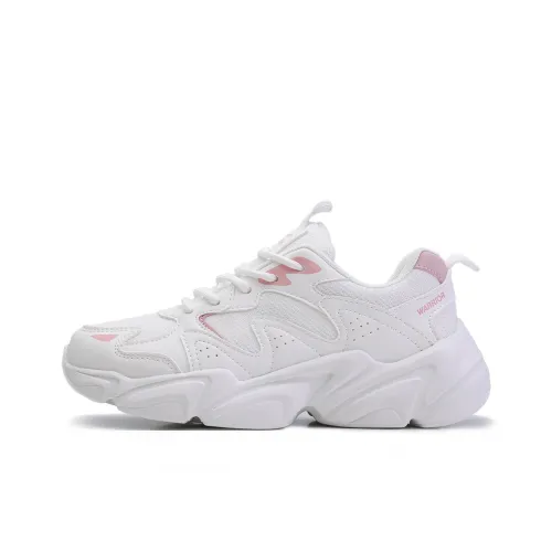 Warrior Anti Slip And Wear Resistant Lightweight Low Top Chunky Sneakers Women's White Pink