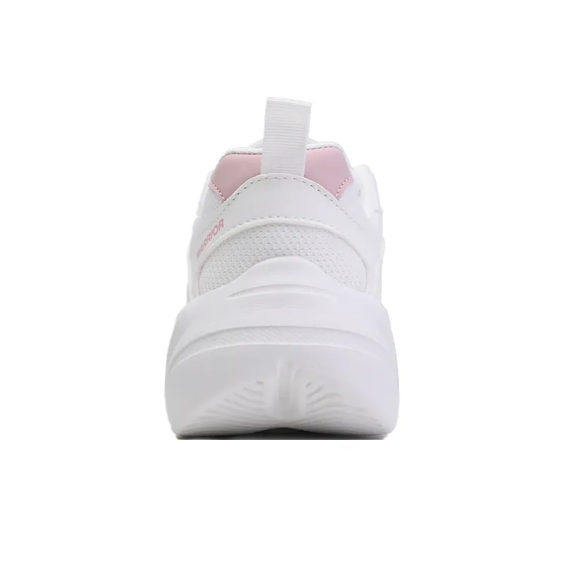 Warrior Anti-Slip And Wear-Resistant Lightweight Low-Top Chunky Sneakers Women's White Pink-4