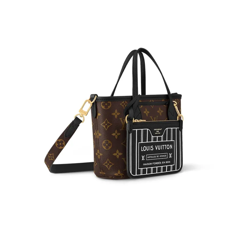 LOUIS VUITTON Neverfull Bandouliere Bb Inside Out Black/Monogram-2