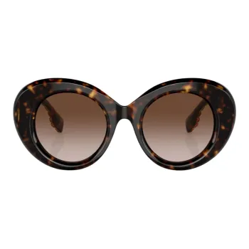 Burberry Acetate Metal Oval Sunglasses Women's Dark Havana Brown