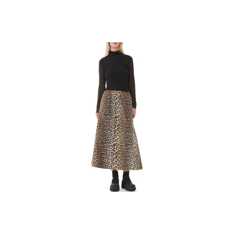 GANNI Leopard Printed Midi Skirt-2
