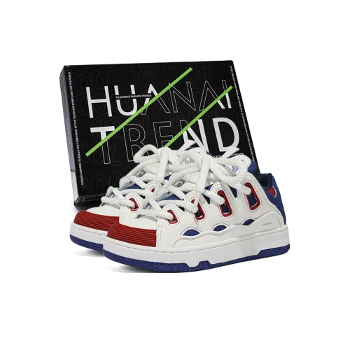 HUANAI Skateboard Shoes Unisex Low-Top White/Blue Red