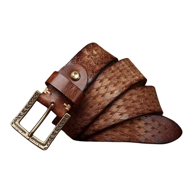 JEANSWEST Cow Leather Leather Belts Men's Width  3.8cm-3