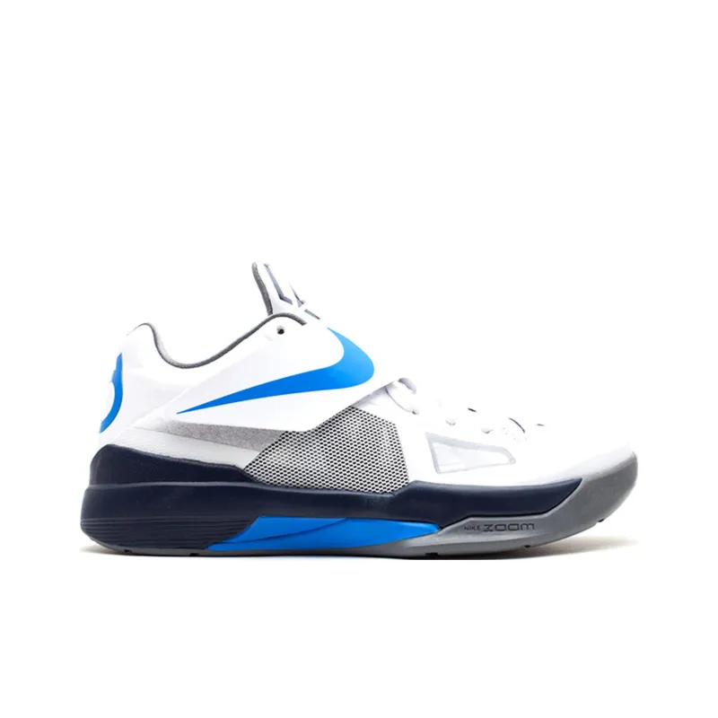 Nike KD 4 Cushioning Anti-Slip And Wear-Resistant Low-Top Casual Running Shoes Men's White Blue-1