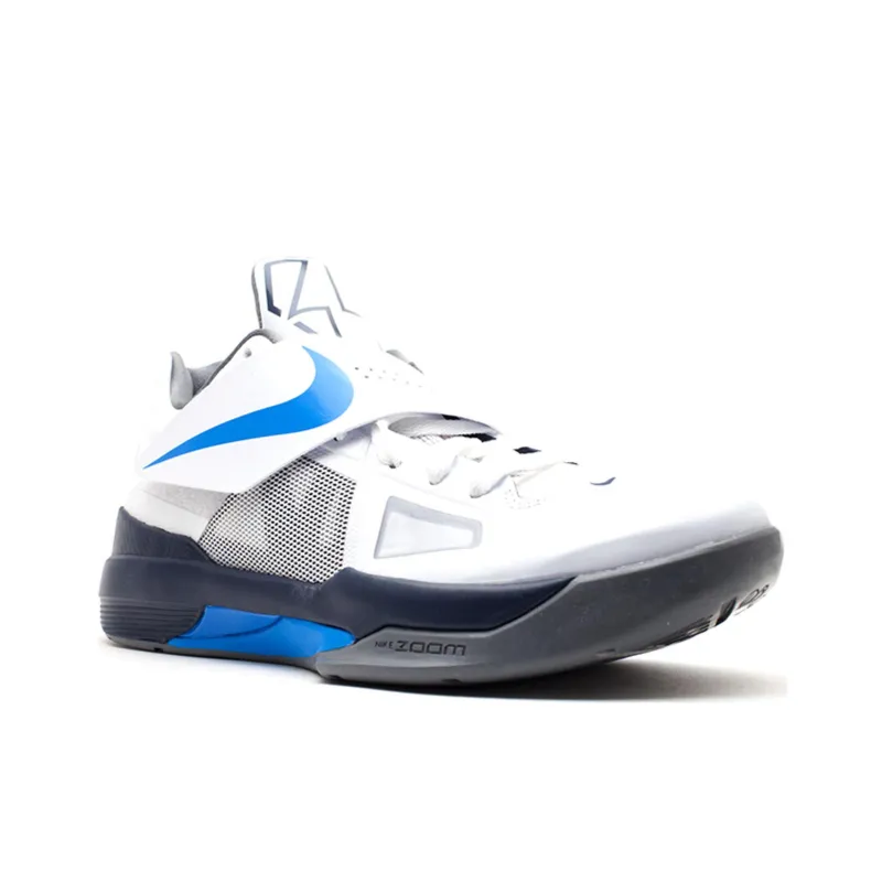 Nike KD 4 Cushioning Anti-Slip And Wear-Resistant Low-Top Casual Running Shoes Men's White Blue-2