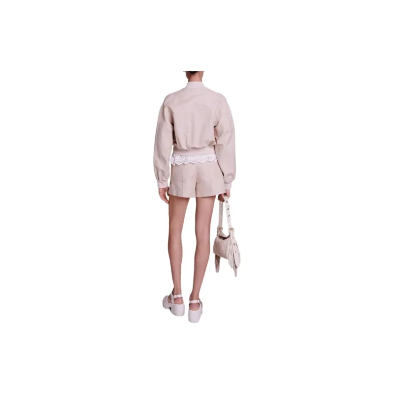 Maje Drop-shoulder Cropped Bomber Jacket-2