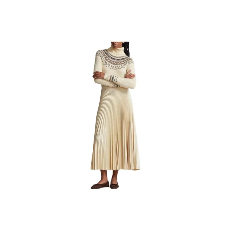 Polo Ralph Lauren FW23 Long Sleeved Dresses Women's Beige-1