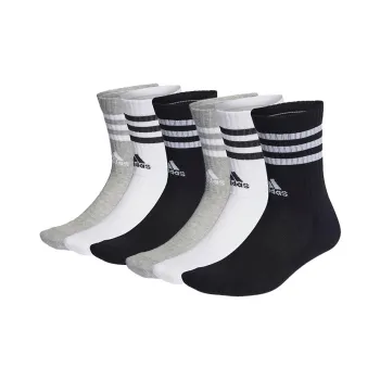 Adidas Mid Calf Socks Unisex Black White Gray 6 Pack