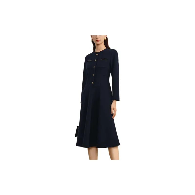 JZ. ANNAKRO Long Sleeved Dresses Women's Dark Blue-2