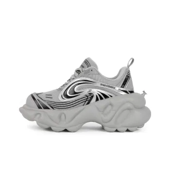 ZERO COSMOS Spacewalk Series Cushioned Wear Resistant Height Increasing Low Top Chunky Sneakers Unisex Silver