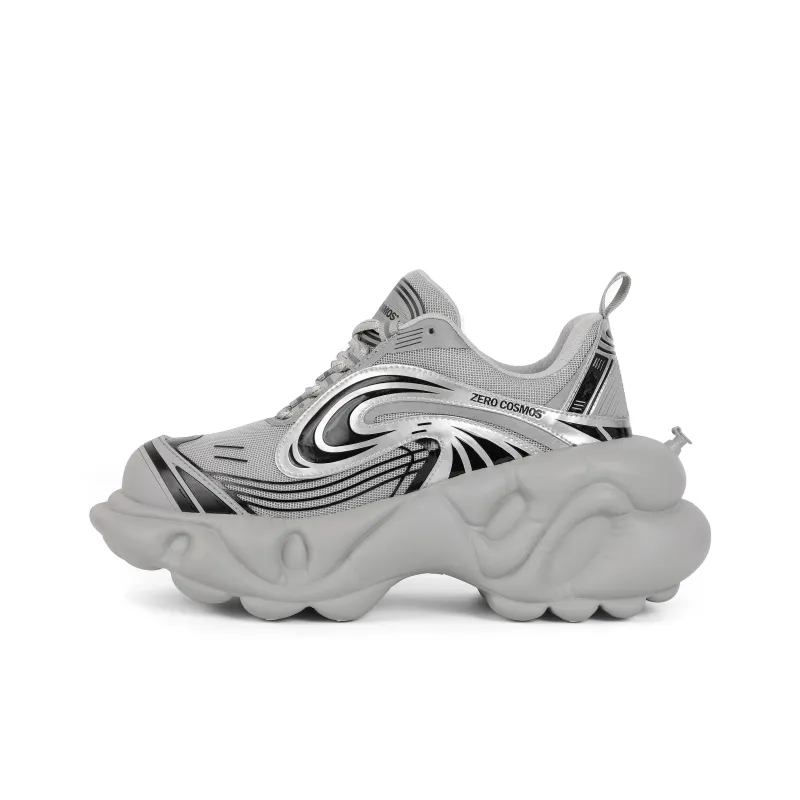 ZERO COSMOS Spacewalk Series Cushioned Wear Resistant Height Increasing Low Top Chunky Sneakers Unisex Silver-0