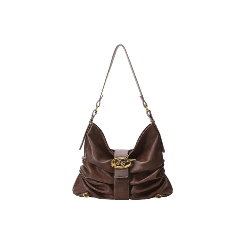 ONE TIME Pu Shoulder Bag Large Size Women's Matte Brown/Pure Black-1
