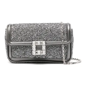 Roger Vivier Fabric Crossbody Bag Shoulder Bag Women's Medium Gray