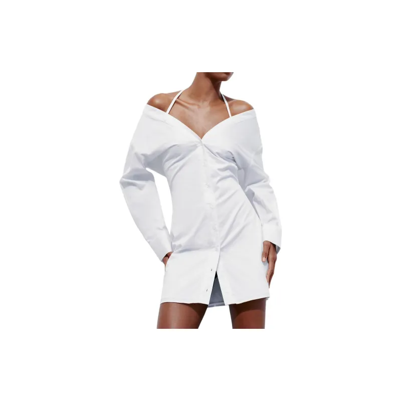 ZARA Long Sleeved Dresses Women's White-4