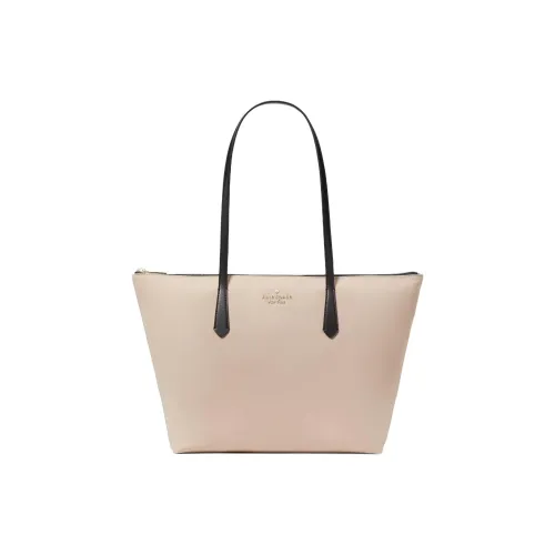 Kate Spade Recycled Nylon One Shoulder Handbag Medium Size Women's Warm Beige Multicolor
