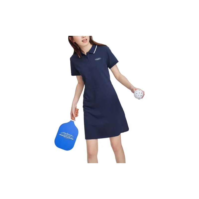 Skechers Short Sleeved Dress Women's Marine Collegiate Blue-2