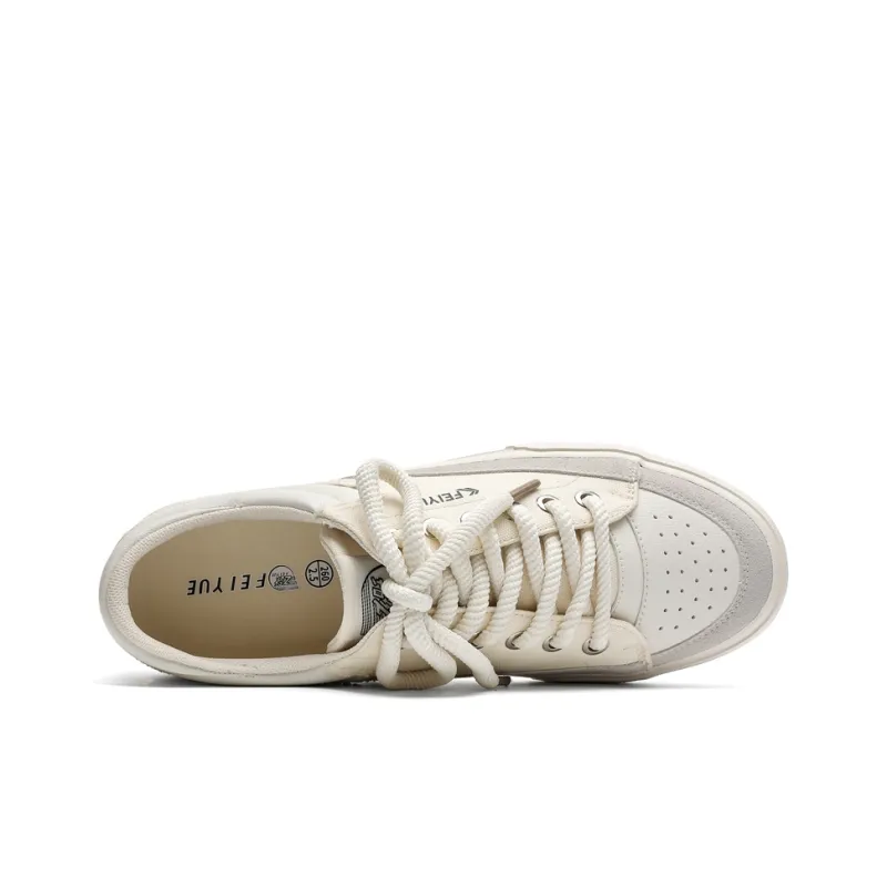 Feiyue Breathable Lightweight Low-Top Canvas Shoes Men's Beige Gray-3