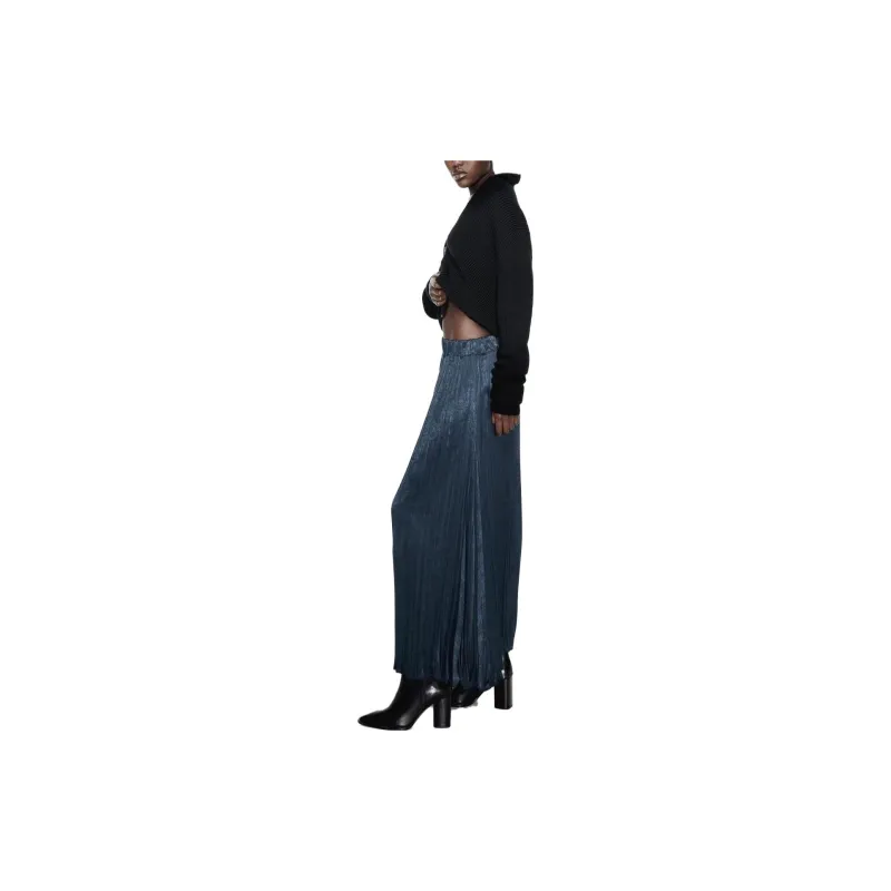 ZARA Casual Long Skirts Women's Blue-4