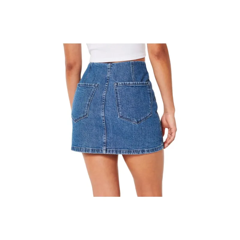 Hollister Denim Short Skirts Women's Blue-2