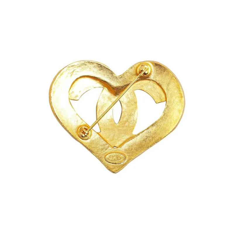 CHANEL 1995 Plated Cc Heart Costume Brooch-1