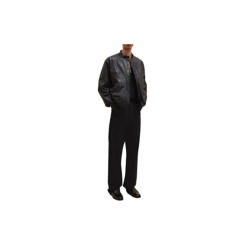 Lemaire Band collar Leather Jacket-2