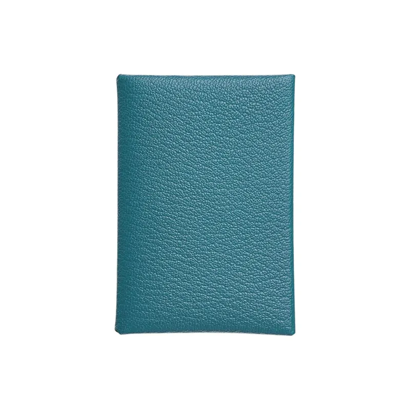 HERMES Calvi Duo Mysore Goat Skin Card Holder Women's D2 NEW BLEU JEAN New Denim Blue-0