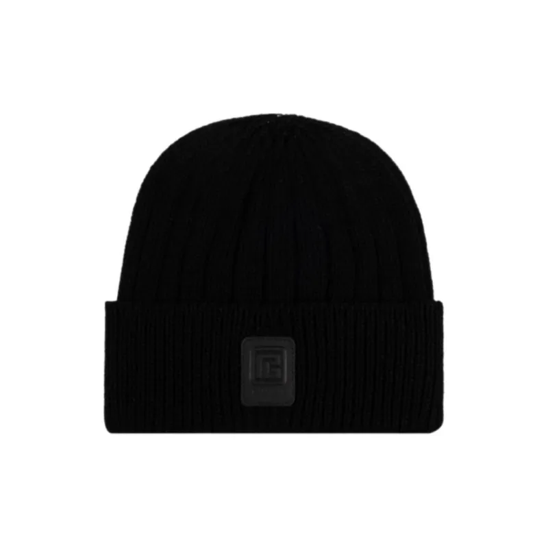 BALMAIN Logo Patch Ribbed Beanie-0