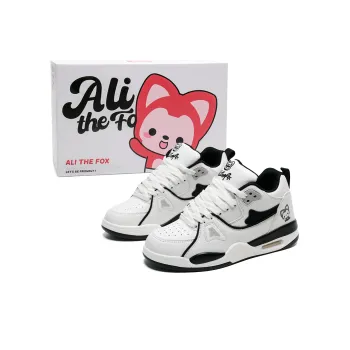 ALI THE FOX Anti Slip Wear Resistant Low Top Skateboard Shoes Unisex White Black