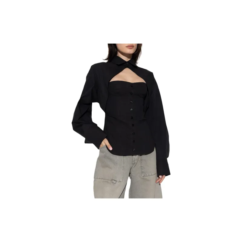 The Attico Cut out Corset style Cotton Shirt-5