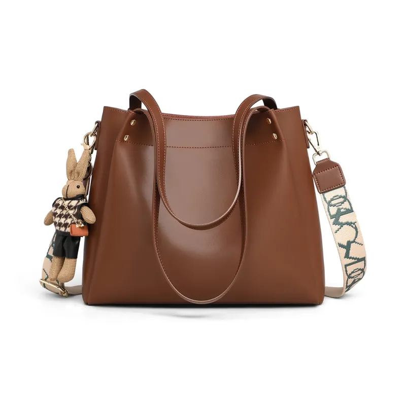 PT'SON Cow Leather With Synthetic Leather Shoulder Bag, Crossbody Bag Women's Caramel-2