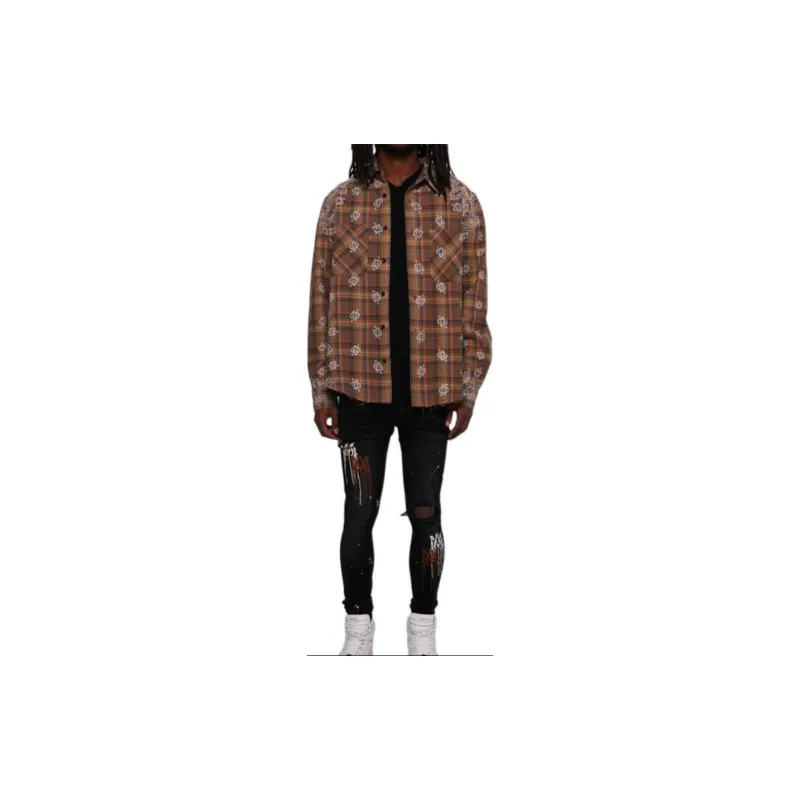 AMIRI Bleach Bandana Plaid Shirt-1